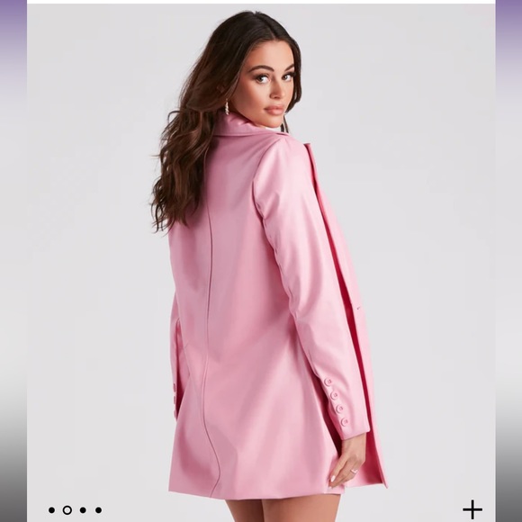 Pink Faux Leather blazer and skirt - Picture 2 of 4